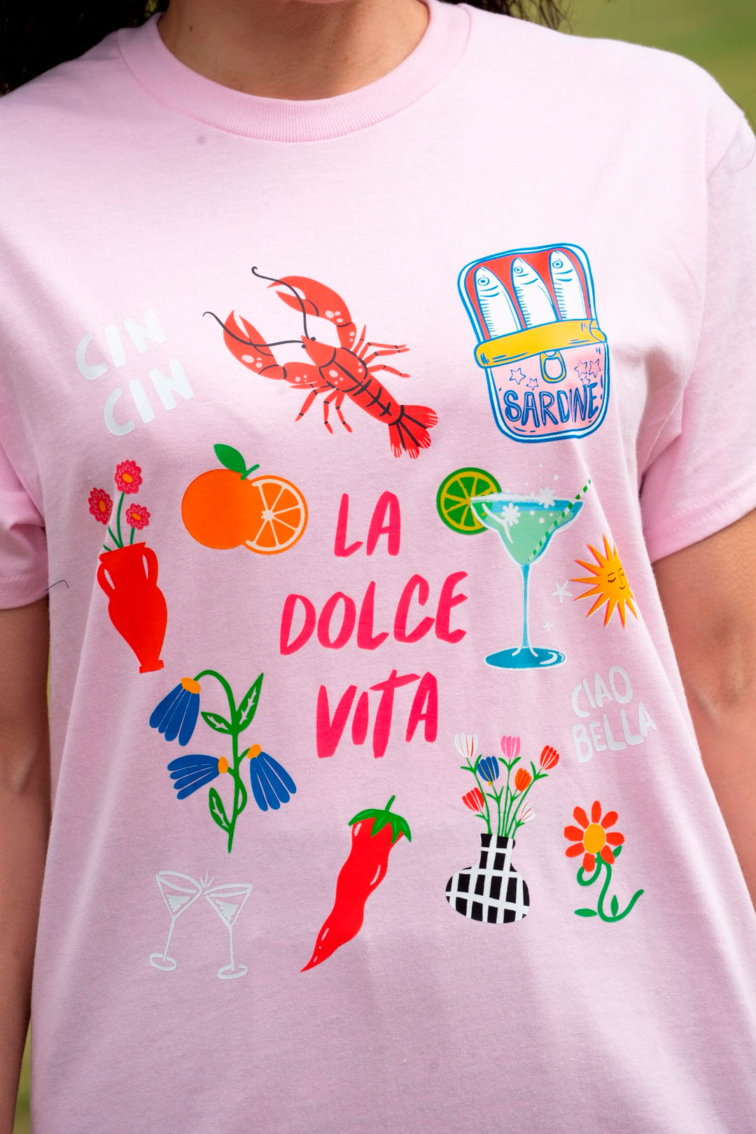 La Dolce Vita Light Pink Graphic Print T-Shirt