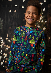 Children's Christmas Tree Print T-Shirt (Spruce)