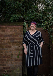 Shanice Navy Stripe Viscose Dress
