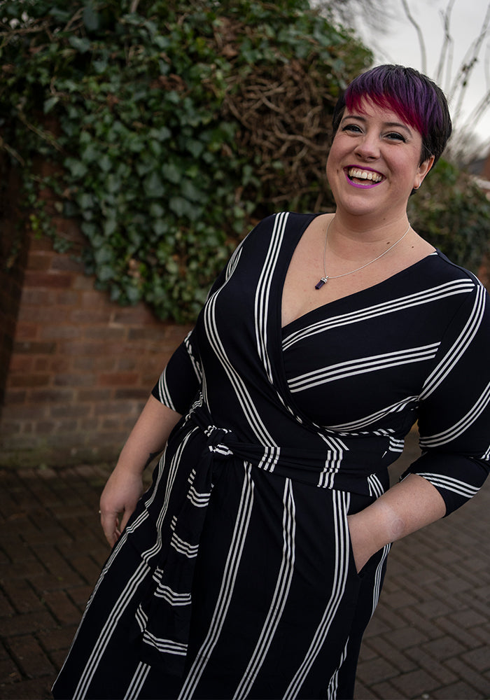 Shanice Navy Stripe Viscose Dress
