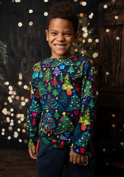 Children's Christmas Tree Print T-Shirt (Spruce)