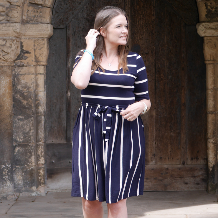 Essie Navy & Light Pink Stripe Dress