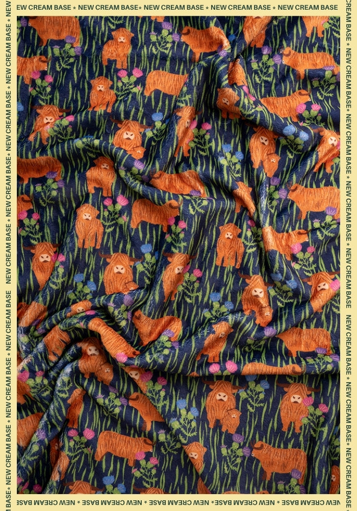 Third angle of Pop-under Highland Cow Print Plush Blanket