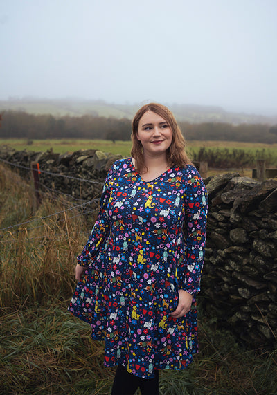 Finn Dog Garden Print Trapeze Dress