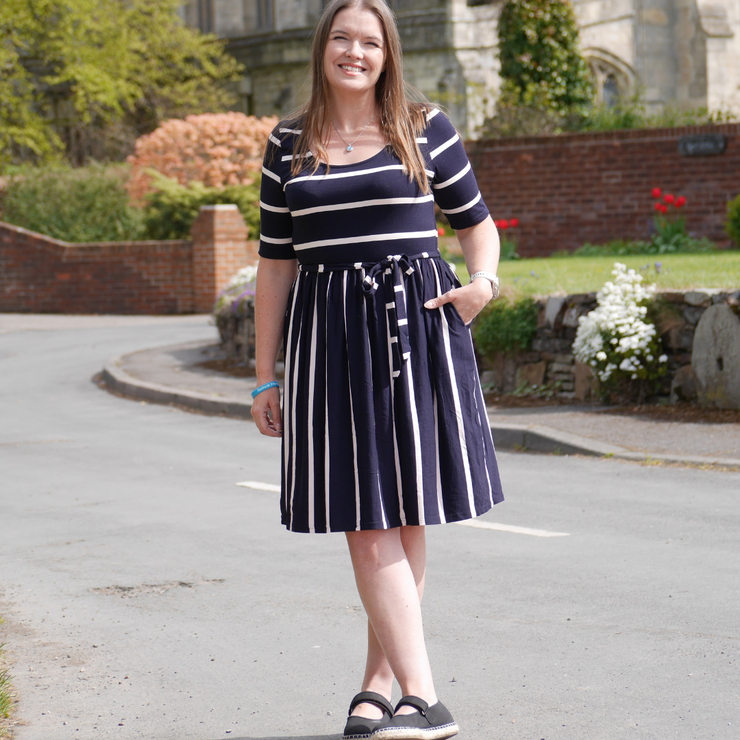 Essie Navy & Light Pink Stripe Dress
