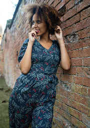 Ives Sprigs & Berries Print Full Length Jumpsuit