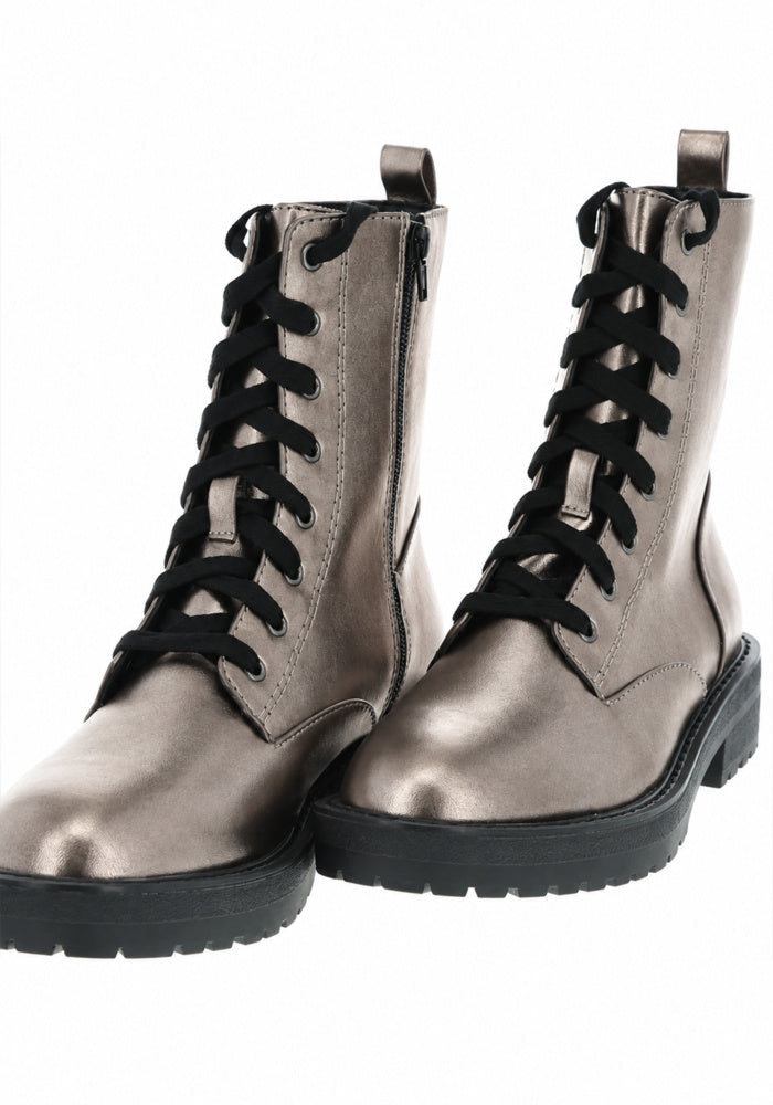 Pewter Metallic Lace Up Boot