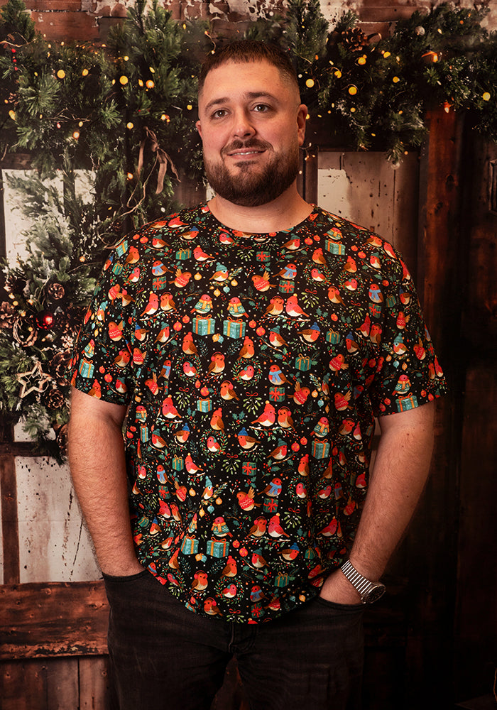 Jove Robins Print Adults Cotton T-Shirt
