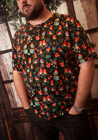 Jove Robins Print Adults Cotton T-Shirt