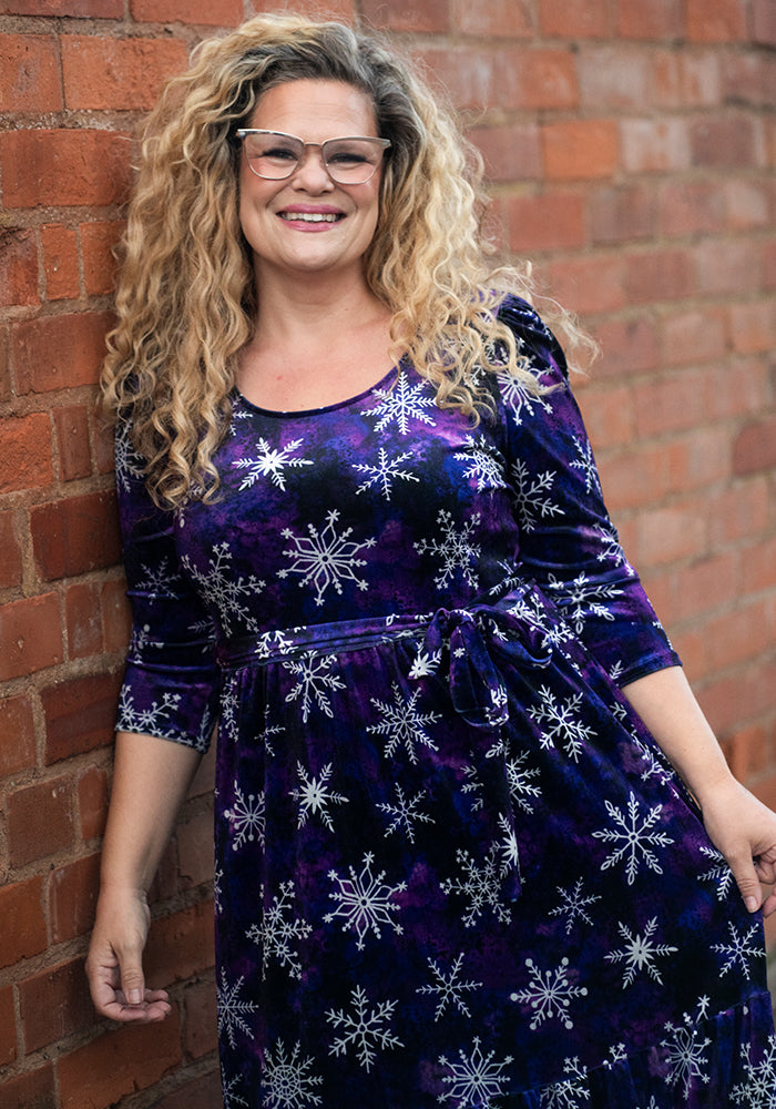 Alaska Purple Snowflake Print Midaxi Dress