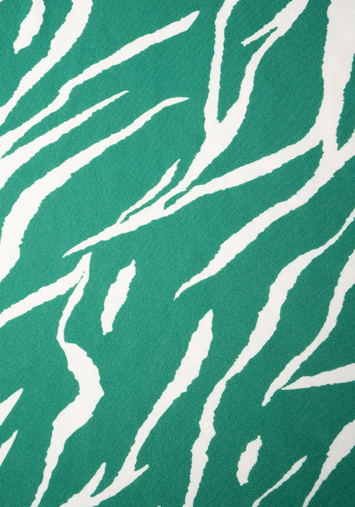Audra Green Tiger Stripe Print Tiered Hem Midaxi Dress