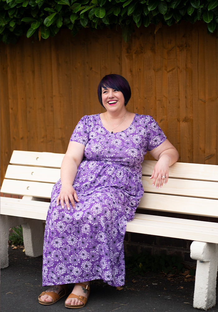 Tenth angle of Abbi Dandelion Print Tiered Hem Midaxi Dress