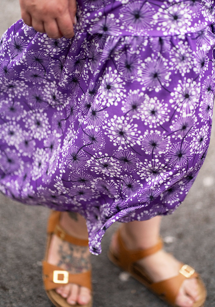 Seventh angle of Abbi Dandelion Print Tiered Hem Midaxi Dress
