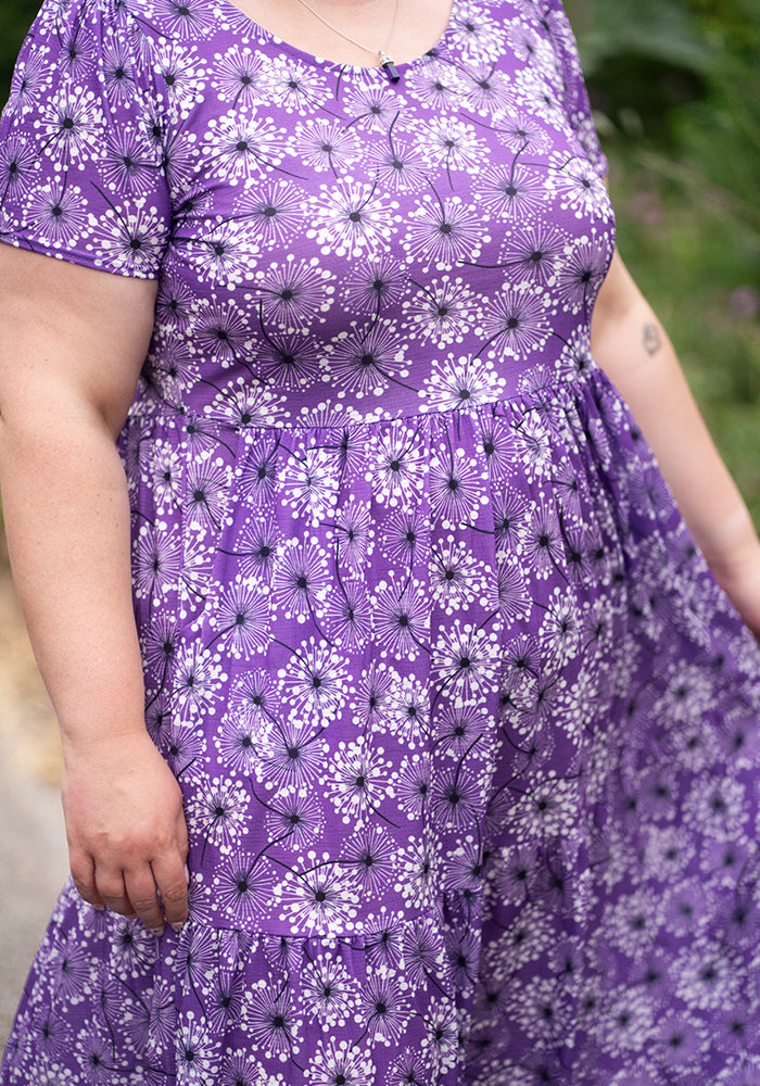 Sixth angle of Abbi Dandelion Print Tiered Hem Midaxi Dress