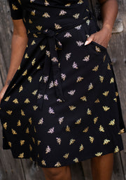Abertha Gold Foil Bee Print Cotton Dress