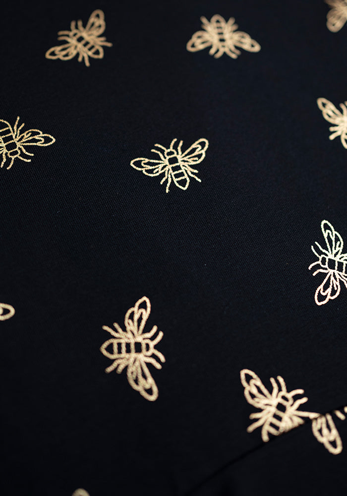 Abertha Gold Foil Bee Print Cotton Dress