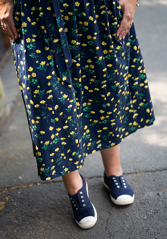 Seventh angle of Abigail Buttercup Print Cotton Midi Dress