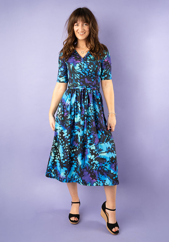 Pattie Abstract Butterfly Print Midi Dress