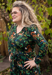 Adalet Winter Woodland Print Cotton Midaxi Dress