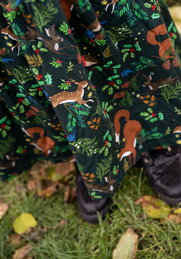 Adalet Winter Woodland Print Cotton Midaxi Dress