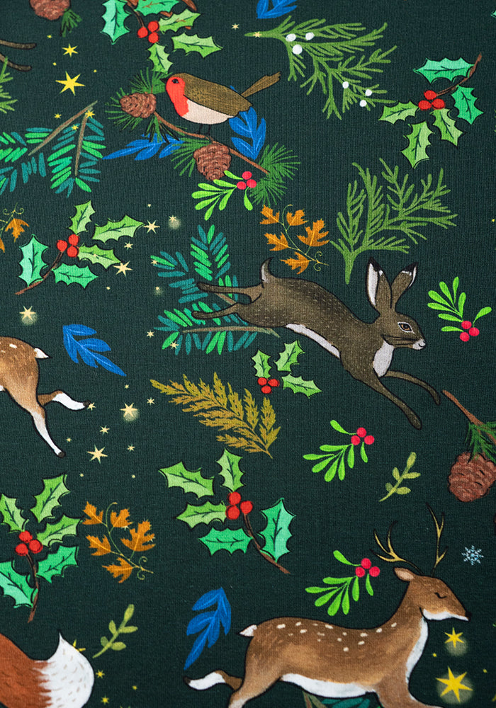 Adalet Winter Woodland Print Cotton Midaxi Dress