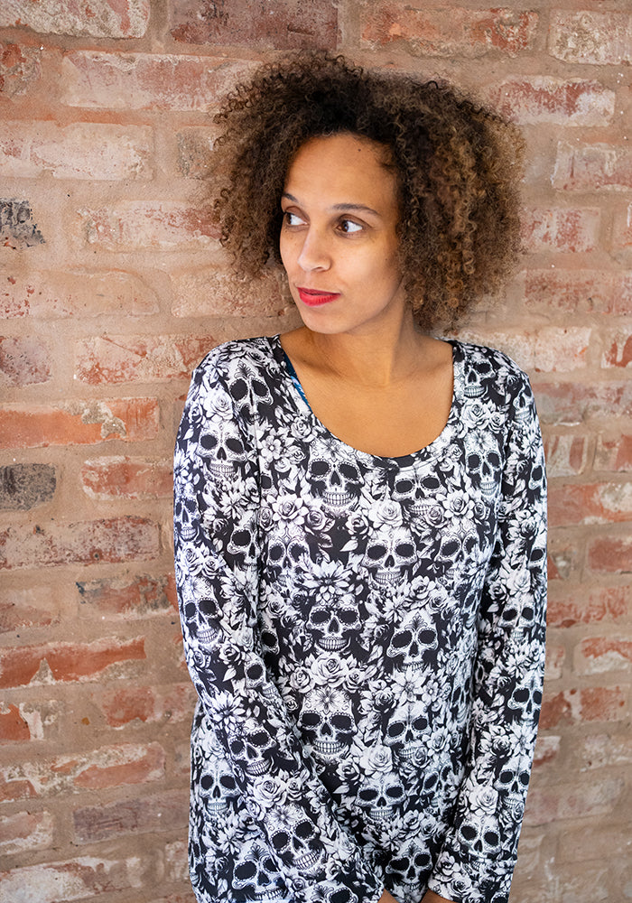 Addams Mono Skull Print Pyjama Set