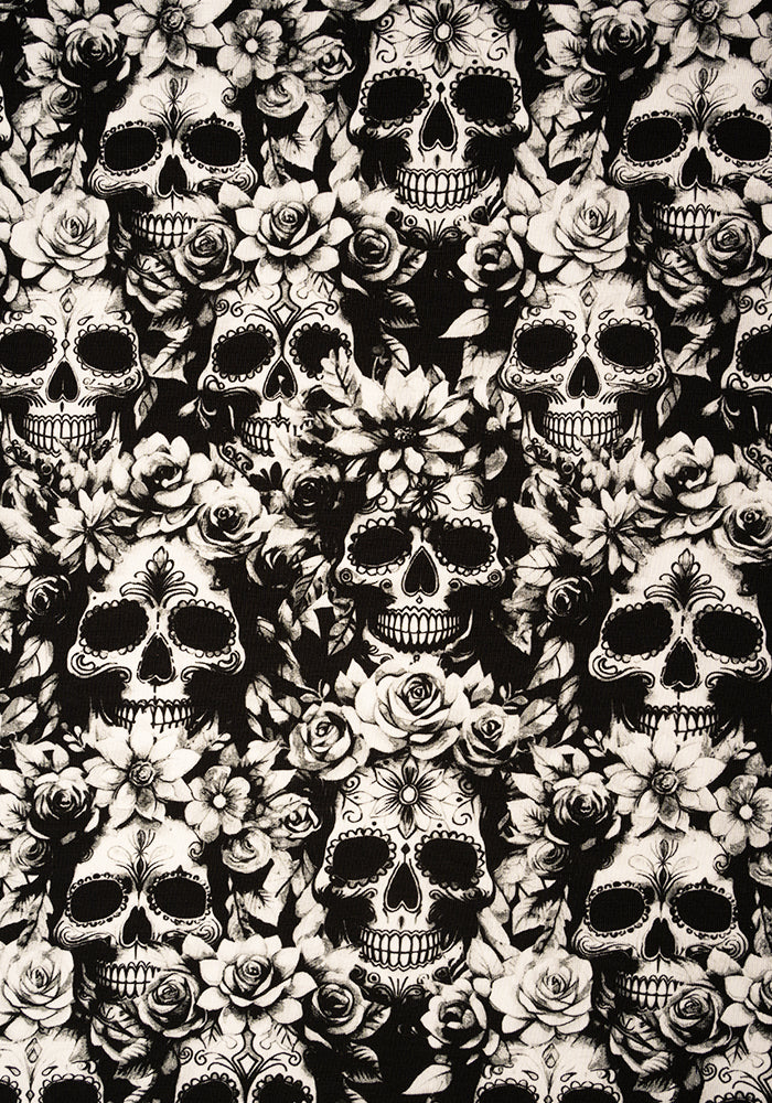 Children's Mono Skull Print Cotton T-Shirt (Addams)