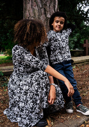 Children's Mono Skull Print Cotton T-Shirt (Addams)