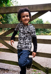 Children's Mono Skull Print Cotton T-Shirt (Addams)