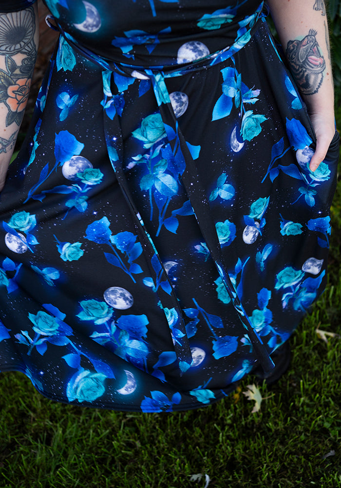 Sixth angle of Adena Moonlit Rose Print Swing Dress