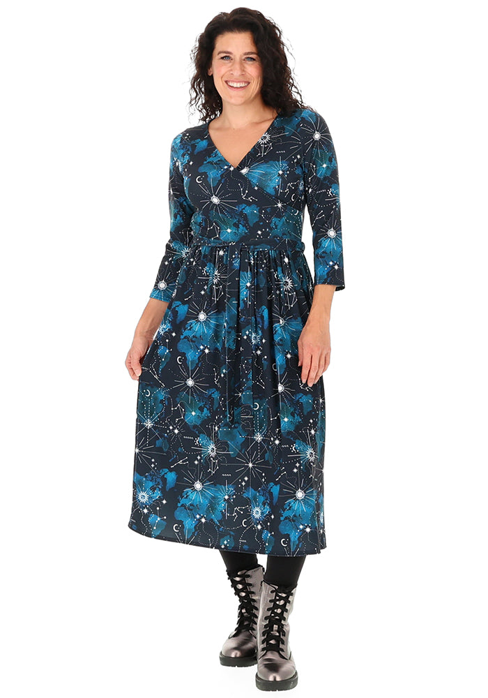 Aderyn Celestial Map Print Midi Dress