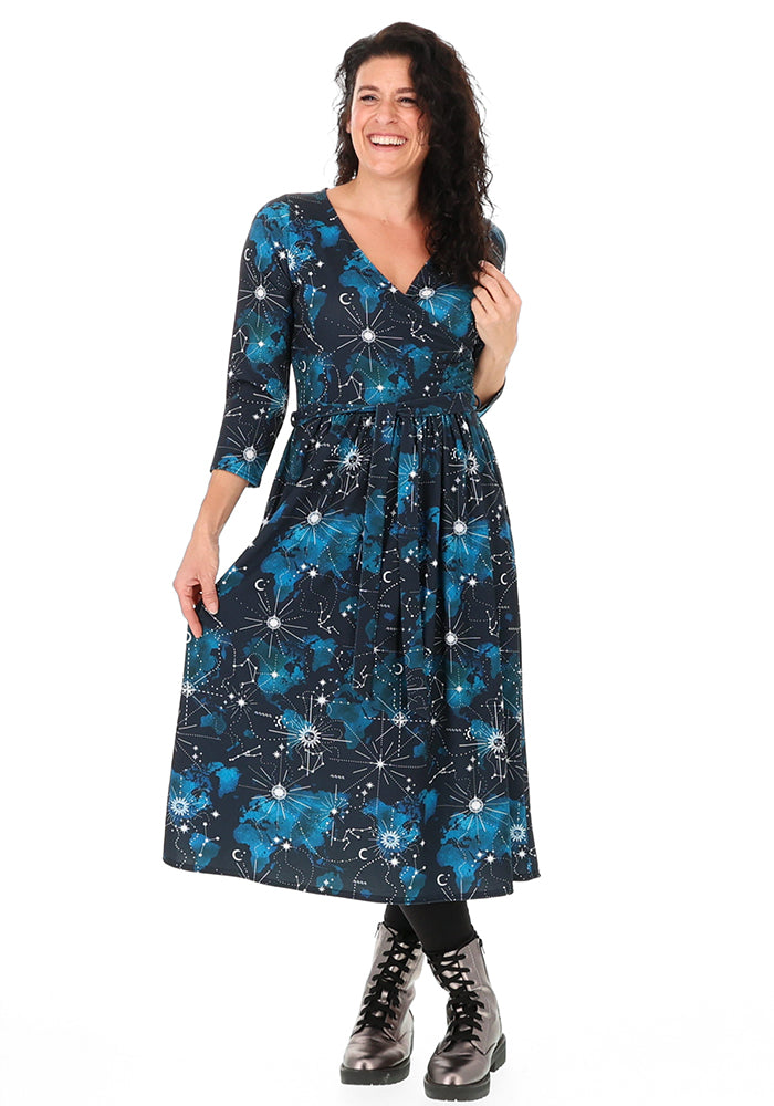 Aderyn Celestial Map Print Midi Dress
