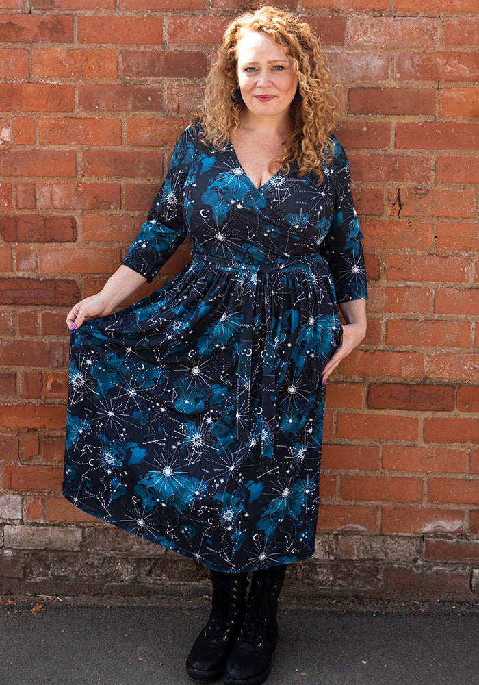 Aderyn Celestial Map Print Midi Dress