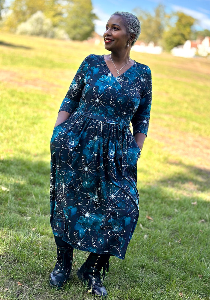 Aderyn Celestial Map Print Midi Dress