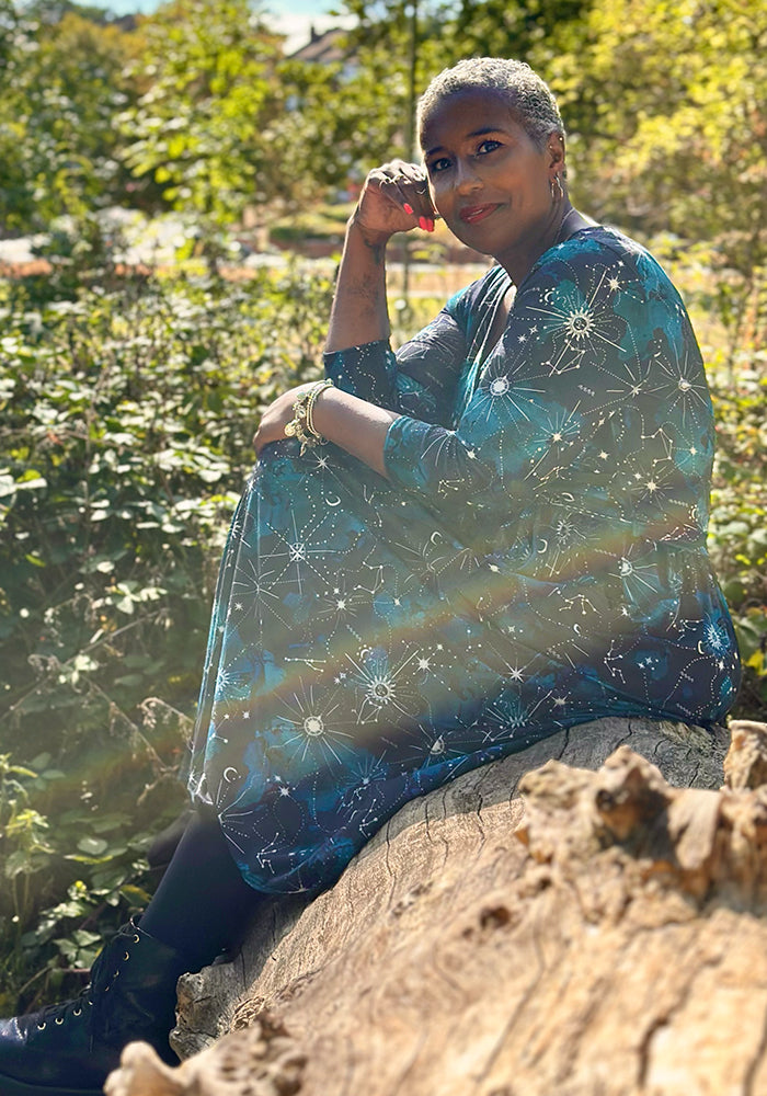 Aderyn Celestial Map Print Midi Dress