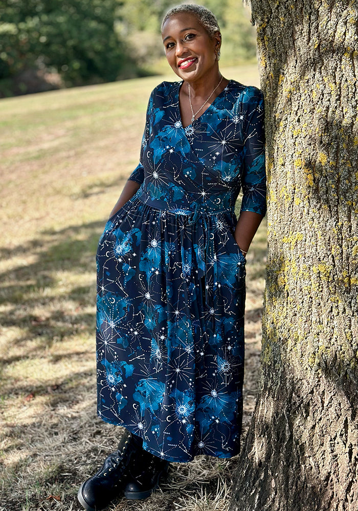 Aderyn Celestial Map Print Midi Dress