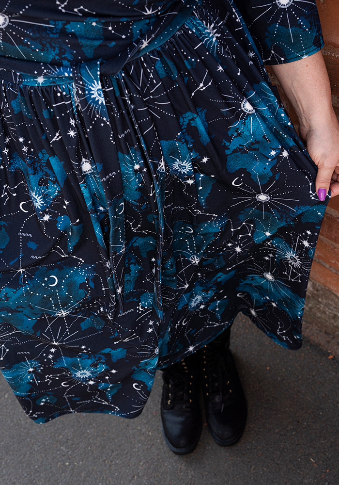 Aderyn Celestial Map Print Midi Dress