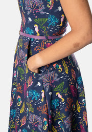 Adria Seahorse & Coral Print Cotton Dress