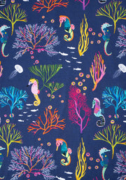 Malibu Seahorse & Coral Print Cotton Dress