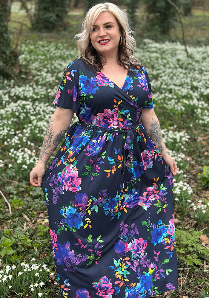 Fourth angle of Adrianna Large Scale Floral Print Maxi Dress