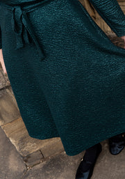 Aelin Bottle Green Foil Midi Dress