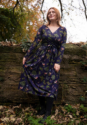 Agnes Bird & Pinecone Print Midi Dress