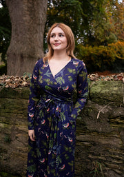 Agnes Bird & Pinecone Print Midi Dress