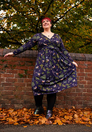 Agnes Bird & Pinecone Print Midi Dress