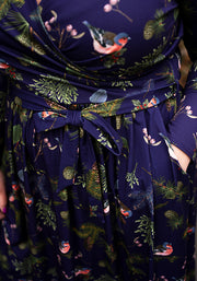 Agnes Bird & Pinecone Print Midi Dress