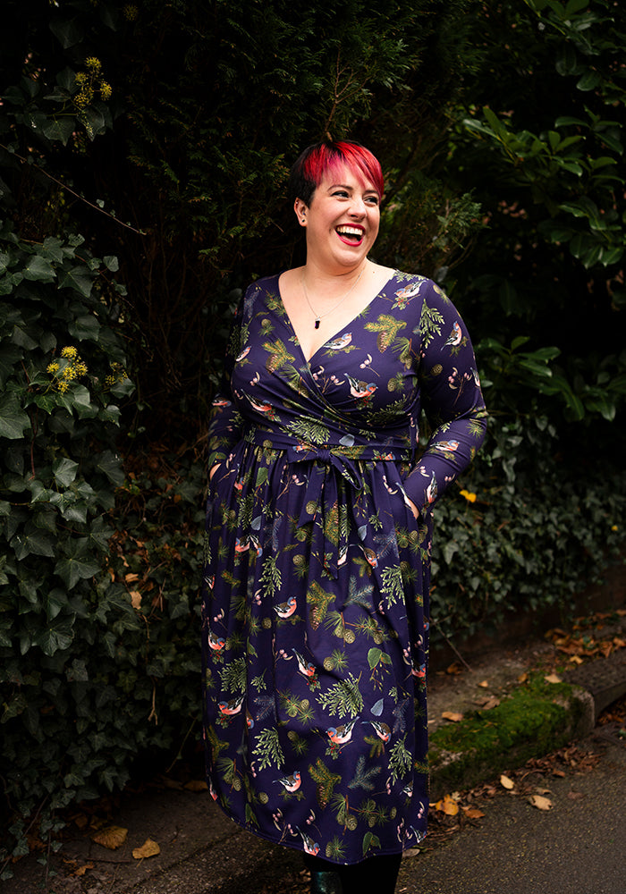 Agnes Bird & Pinecone Print Midi Dress