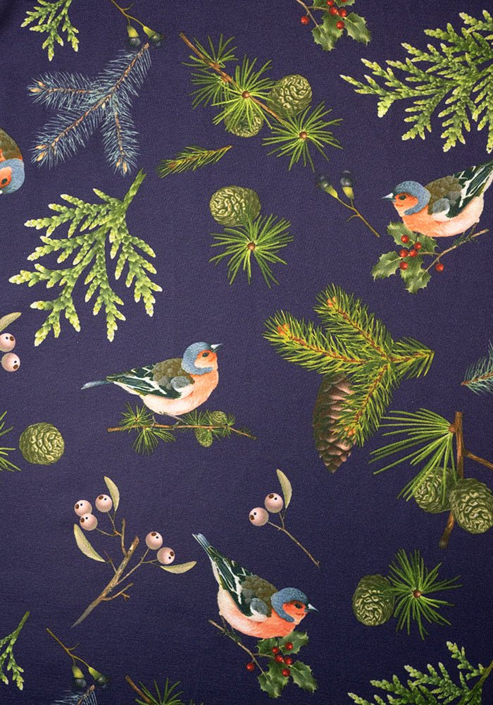 Agnes Bird & Pinecone Print Midi Dress