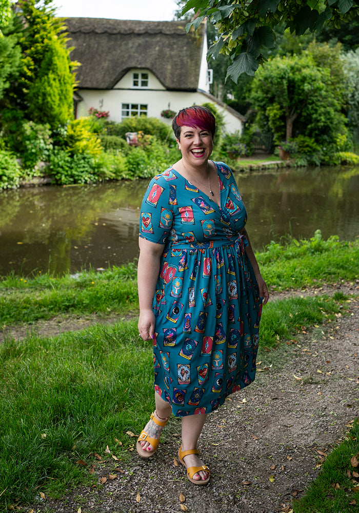 Agni Tarot Card Print Midi Dress