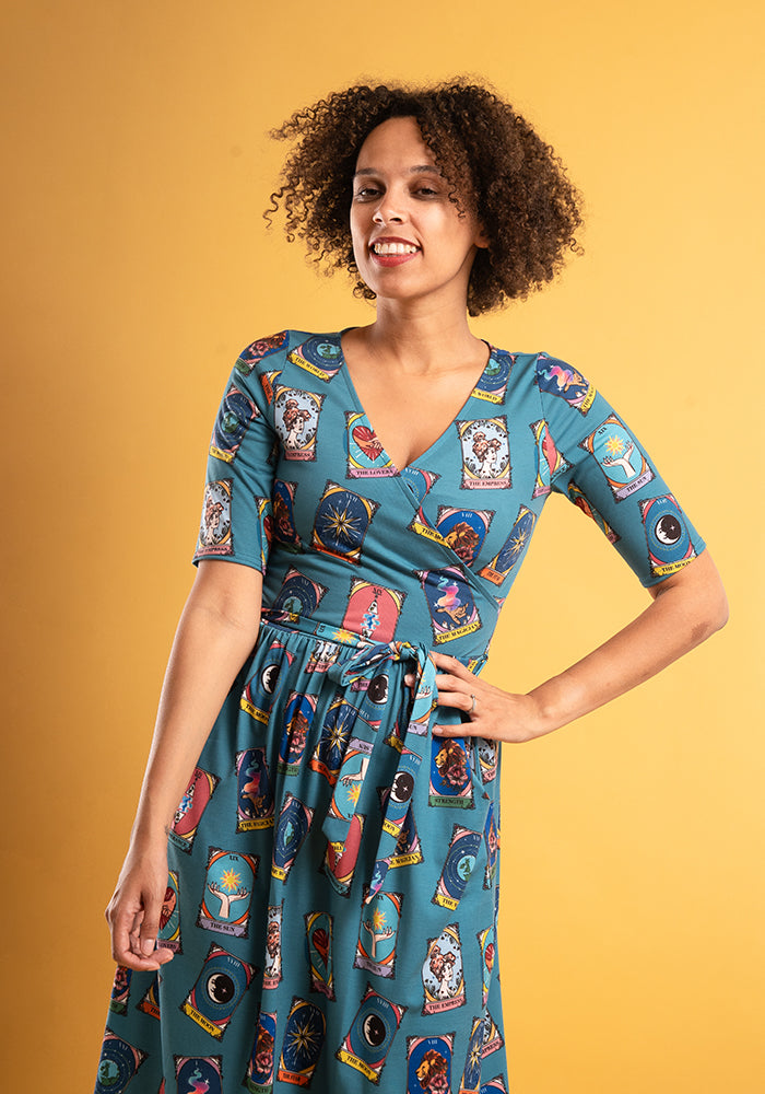 Agni Tarot Card Print Midi Dress