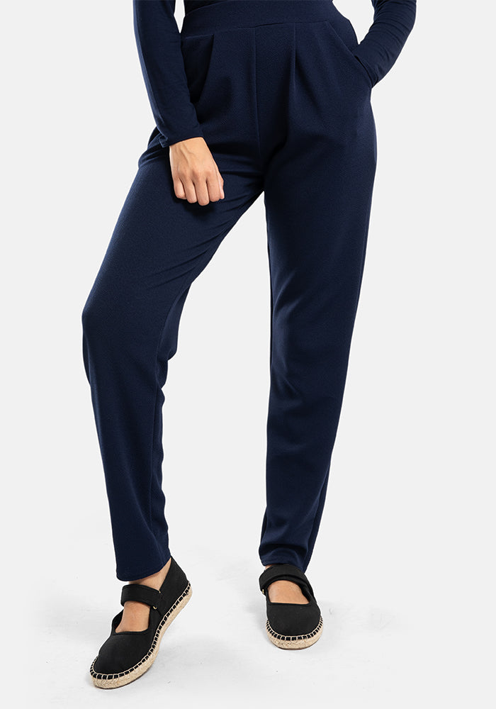 Front view of Aiden Navy Popsy Trousers